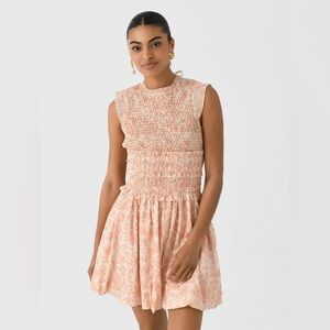 Hunter Bell Anita Dress Large White/Pink Floral Print